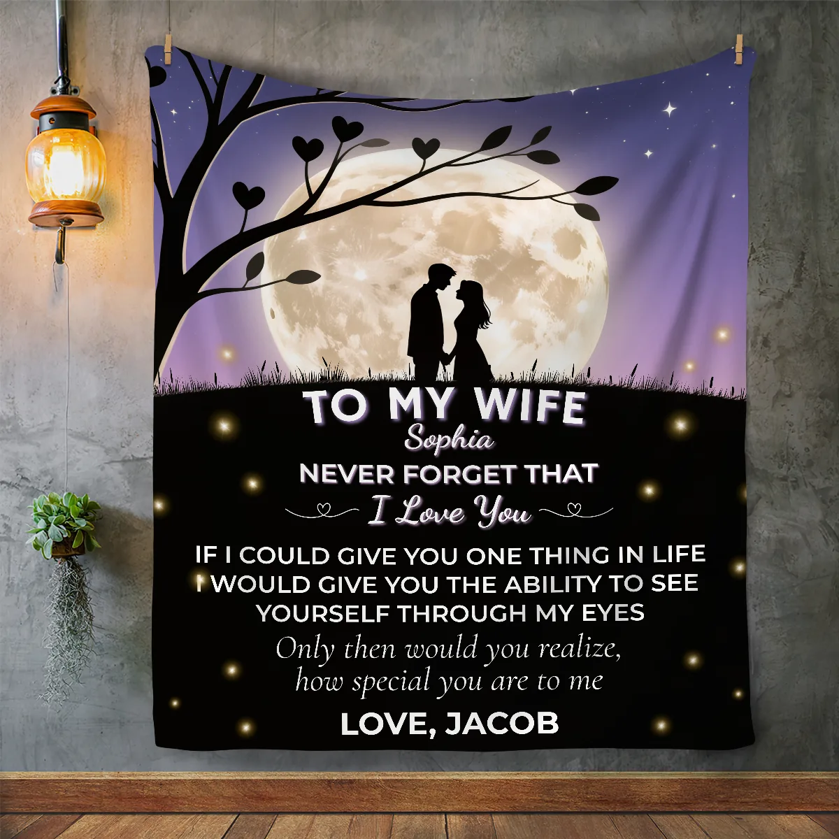 To My Wife Personalized Blanket | Never Forget I Love You |Custom Fleece & Sherpa Gift